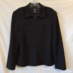 Rafaella Women's Black Blazer Jacket Collar Long Sleeve Stretch Full Zip Size 8